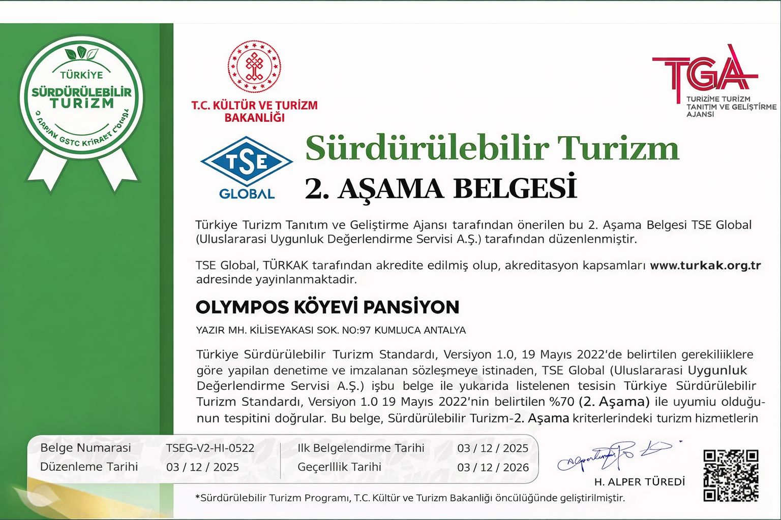 Sürdürülebilir Turizm 2. Aşama Belgesi